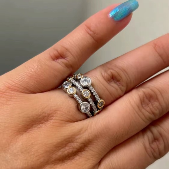 Anthropologie Gold and Silver Color Multi-Stone Ring - Picture 8 of 12